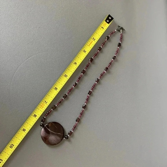 Beaded gemstone earrings and necklace matching set - Picture 3 of 4